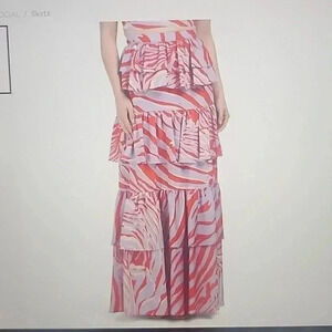 ONE33 SOCIAL PURPLE MULTI ZEBRA TIERED SKIRT SIZE 8